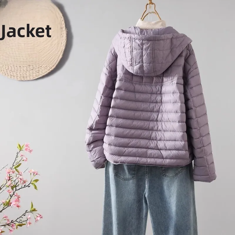 Faionable Lightweight down Cotton Jaet Women Winter Loose Casual Hooded Coat Thi Warm Cotton Bread Sle Coat