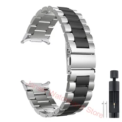 Luxury Stainless Steel Watch Strap - No Gap Metal Band Bracelet for Galaxy 7 Ultra 47mm (Silver Black)