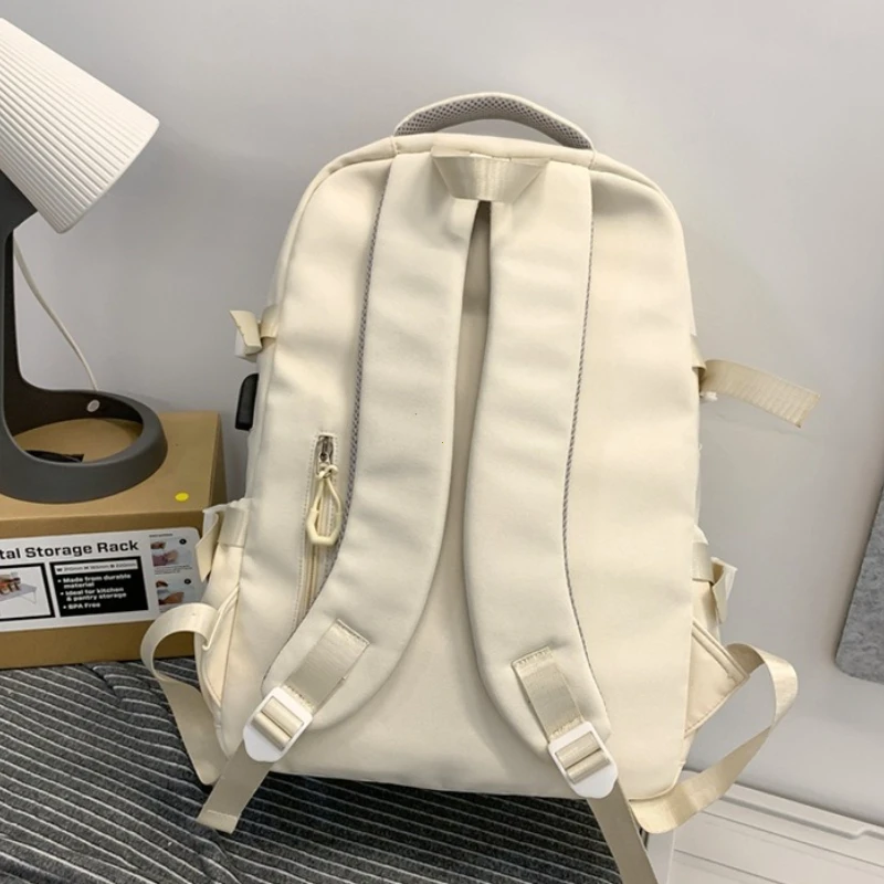 Black Solid Color Backpack for High School Students