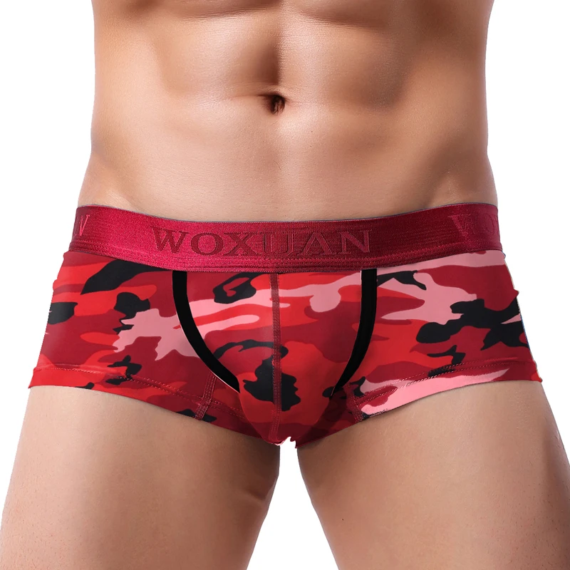 New Brand Male Panties Breathable Boxers Cotton Men Underwear U convex pouch Sexy Underpants Printed leaves Homewear Shorts