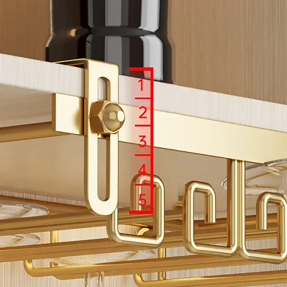 Kitchen Function Wine Glass Holder Stainless Steel Cup Holder Cabinet Stemware Organizer Wine Holder Storage Rack Accessories 4