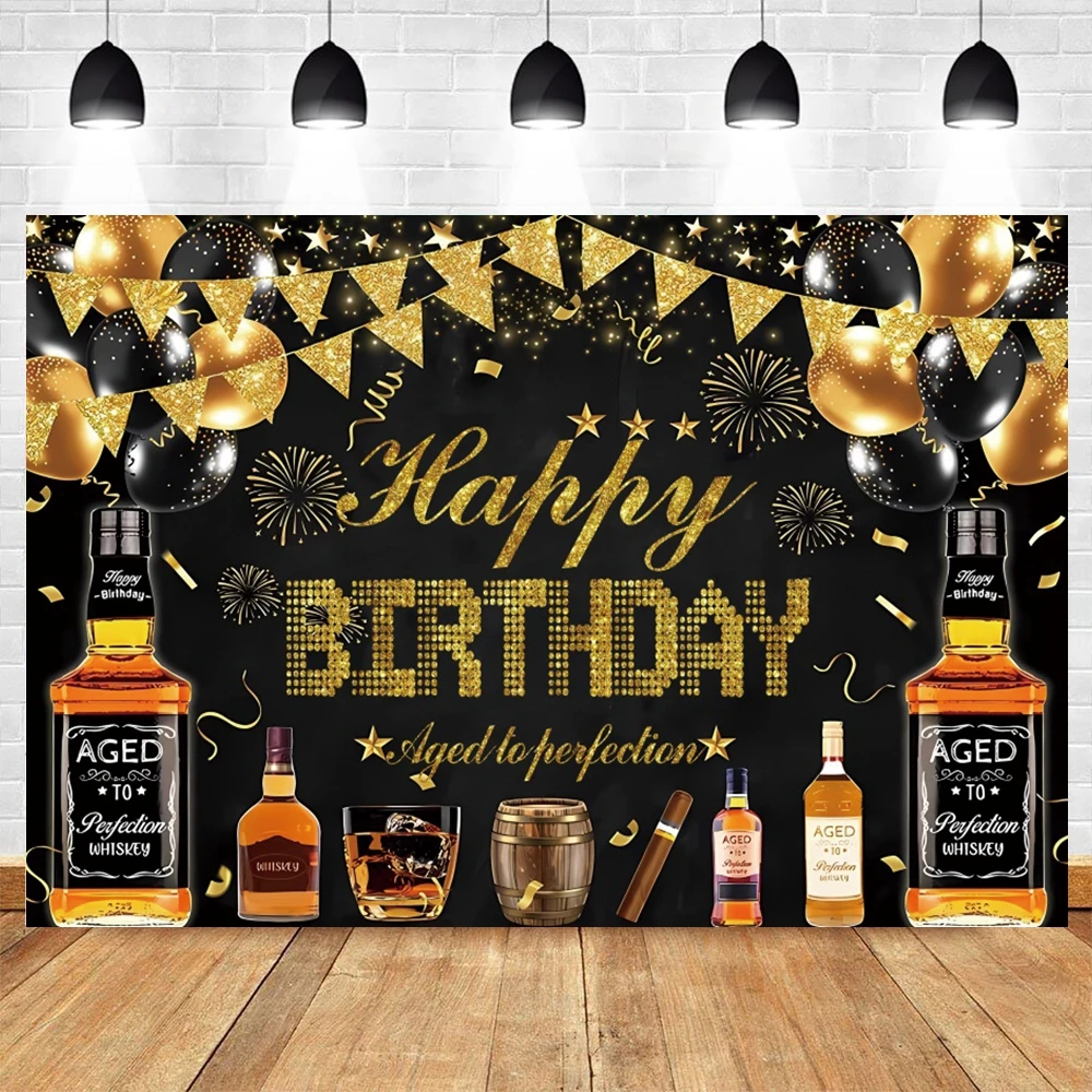 사진 촬영용 블랙 골드 옥토버 페스트 테마 파티 배경, 위스키 응원 및 맥주 생일 축하 배경, 사진 스튜디오 소품