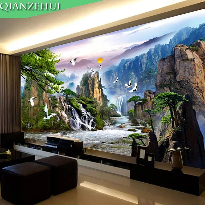 Cross stitch kit QIANZEHUI Needlework DIY the Pine Greeting Guests Cross stitch Making money landscape scenery series Wall Home Decro