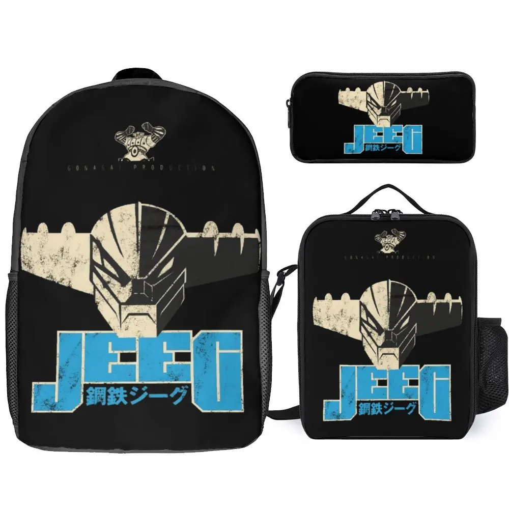 Mechas 02 Mazinger Z Steel Jeeg Robot Kotetsu Dark Great 1 3 In 1 Set 17 Pollici Zaino Lunch Bag Pen Bag Picnic Funny Graphic S