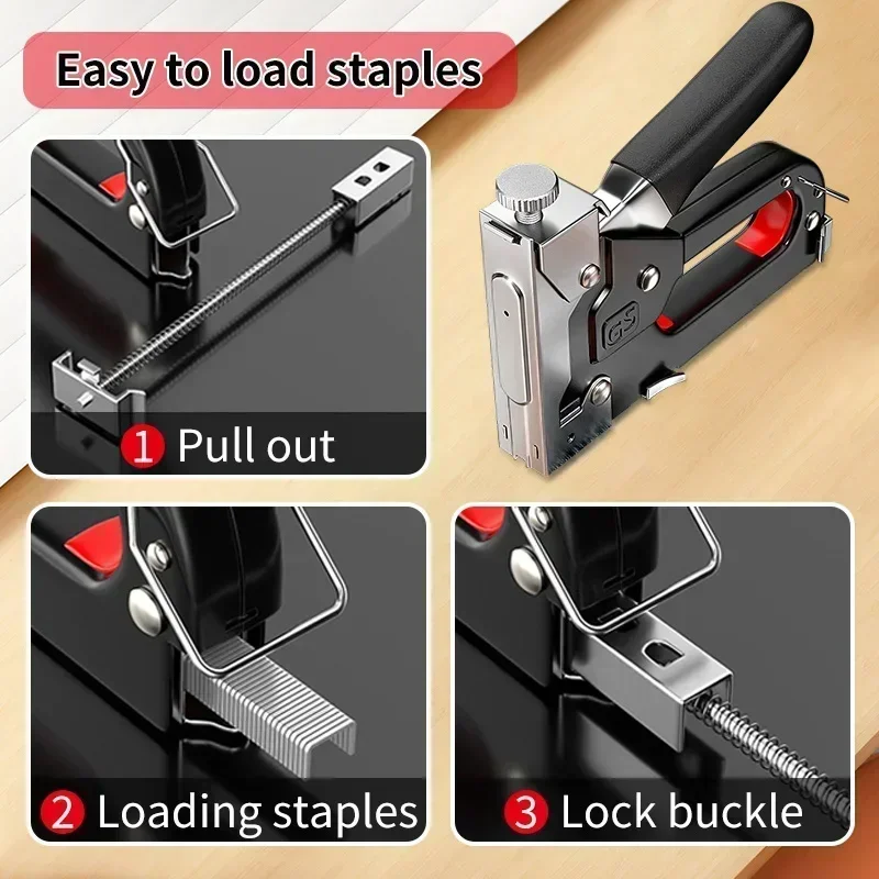 4 In 1 Nail Gun DIY Furniture Construction Stapler Upholstery Staple Gun With 3000 Staples Home Decor Carpentry Tools 4