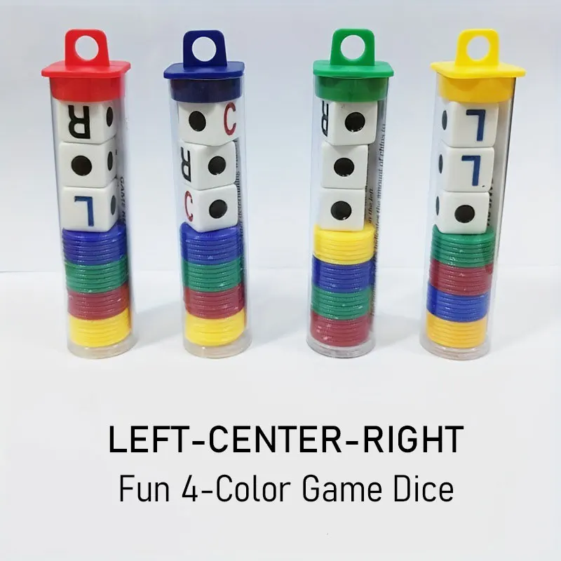 Game Dice Dice Set 1pc Left Center Right Family Game Set LCR with Chips Cylinder Version
