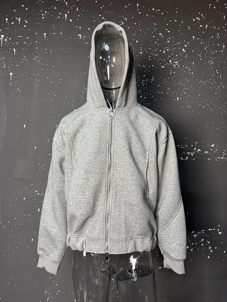 IEFB New Spring Men's Hoodies Hooded Zipper Structure Solid Color Loose Short Menswear Tops Casual Male Sweatshirts New 9W590