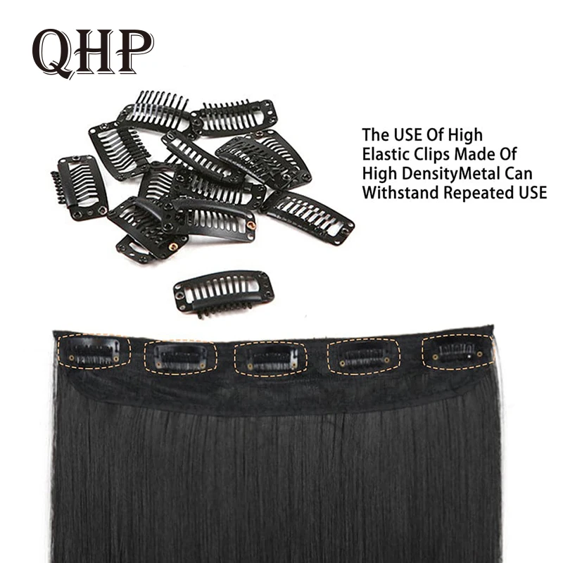 Clip In Human Hair Extensions 100% Human Remy Fusion Hair Clip In One Piece 10Inches With 5 Clips 70G Straight Natural Color #1B