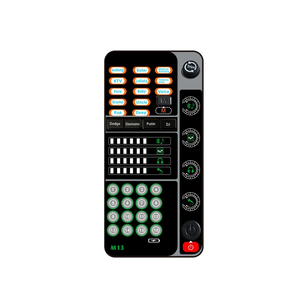 Hot sale New M13 Voice Changer,Live Voice Card Changer, Handheld Microphone Changer with BT 3.5mm Port DJ Controller