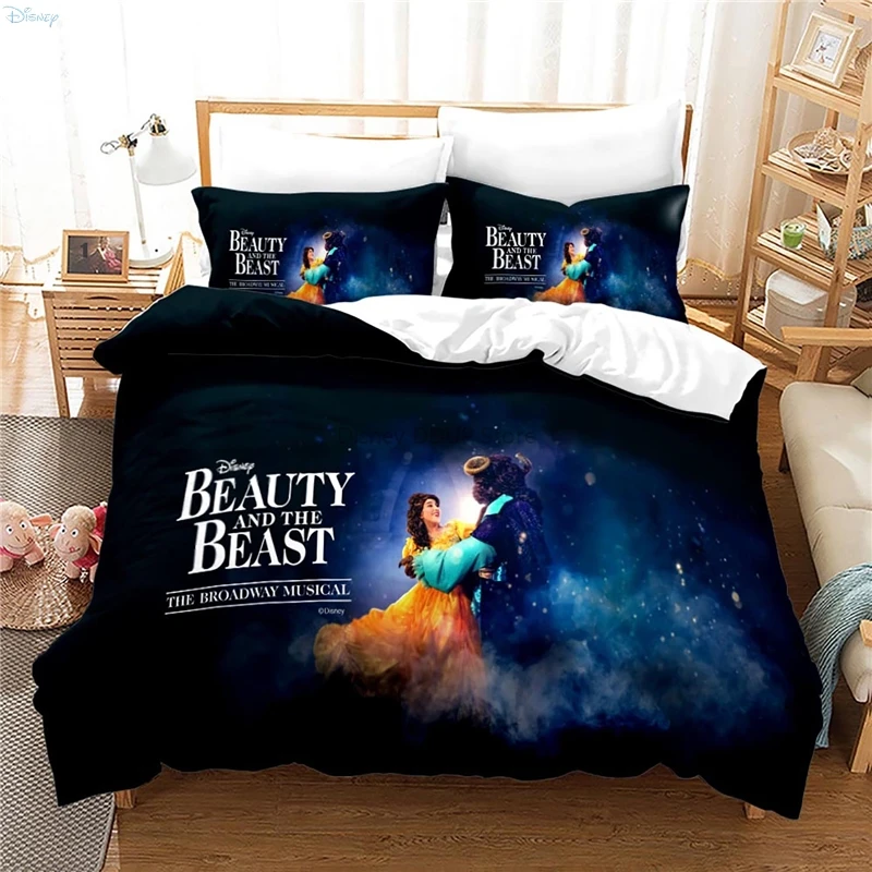 Beauty and The Beast Cartoon Bedding Set Twin Full Queen King Size Comforter Cover Set with Pillowcase Adult Kids Duvet Covers 