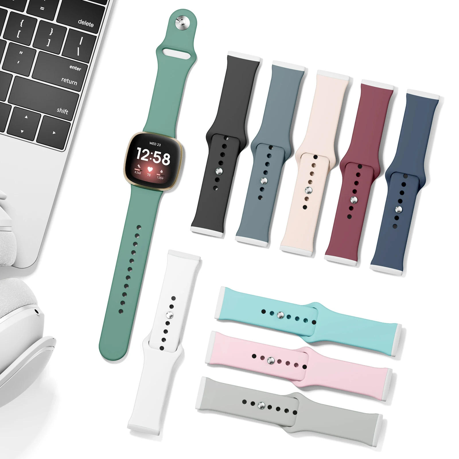 4 Pack Soft Silicone Strap Set for Smartwatch Bracelet Wristbands