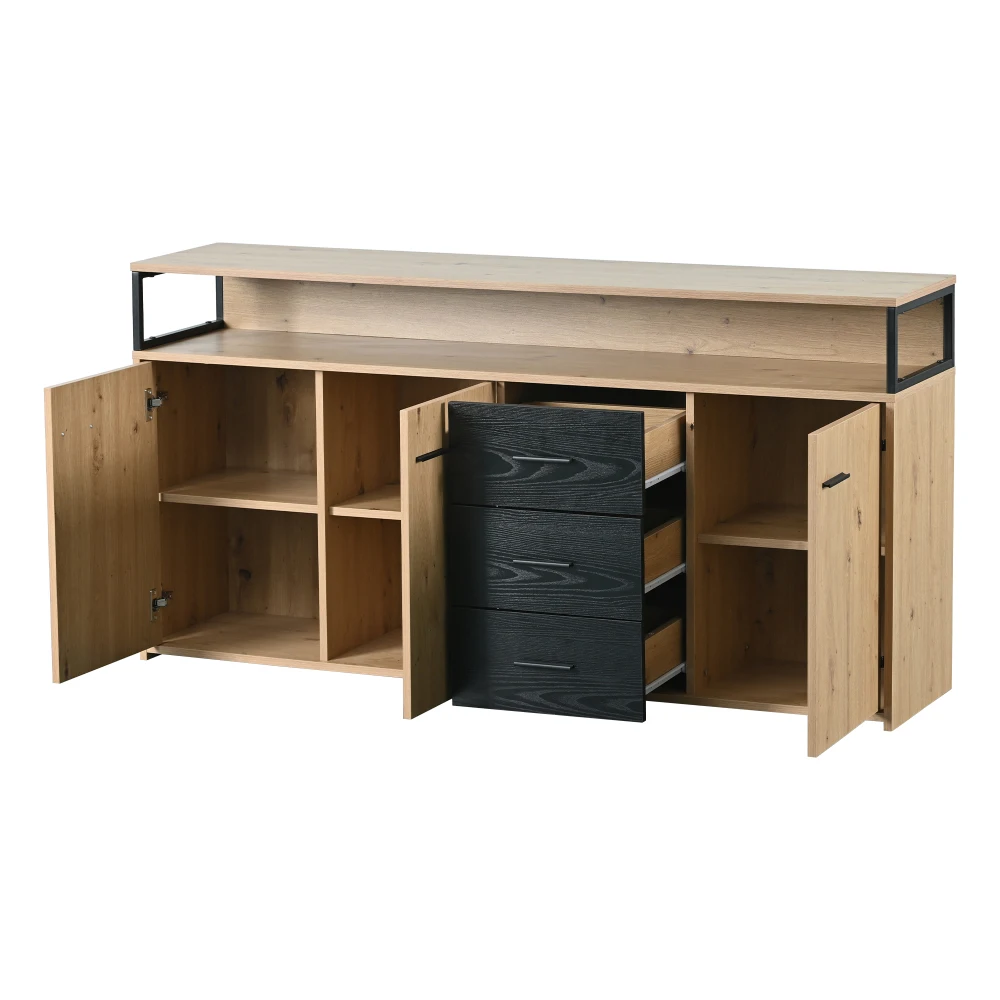 Sideboard im Industriestil 1503575,9 cm – Kommode mit 3 Schubladen, Metallgriffen, Highboard, Mehrzweck-Aufbewahrungsschrank – Detail 16