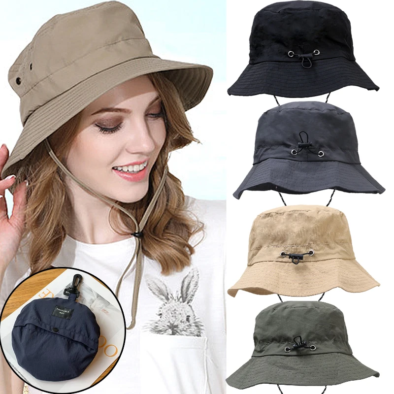 Spring Summer Fisherman Hat Drawstring Bucket Hats Outdoors Climb