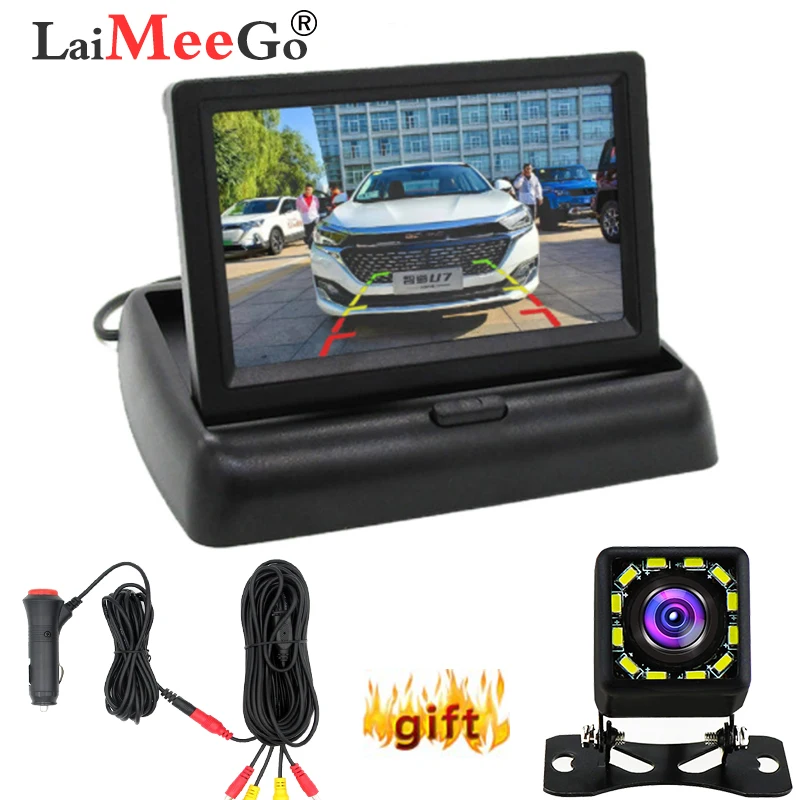 Car Monitor 4.3 Inch TFT LCD HD Digital 800*480 Screen 2 Way Video Input for 12 led Reverse Rear View Camera DVD VCD