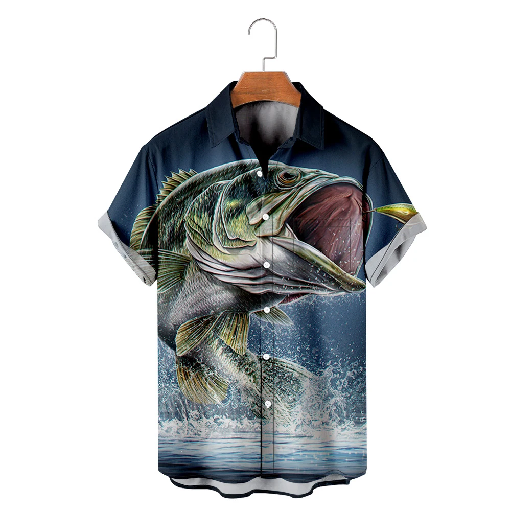 

Men's Hawaiian T-Shirt Y2K Hombre Fashion Shirt Fishing 3D Print Cozy Casual Short Sleeve Beach Oversized Clothes 10