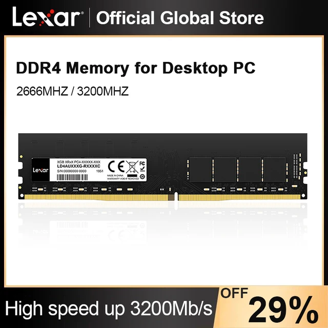 Lexar DDR4 RAM Memory DDR4 8GB 16GB 32GB 2666MHz 3200MHz DDR4 PC Memory RAM UDIMM 288pin DDR4 DIMM Desktop Memory Motherboard 1