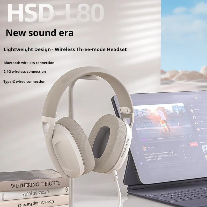 Smailwolf L80 Wireless Bluetooth Tri-Mode Gaming Headset Pc Laptop Tablet Over-Ear Headphones With Microphone Lightweight Design
