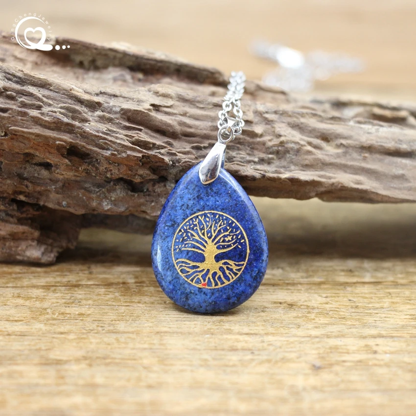 Healing Crystal Tree of Life Necklaces Natural Stone Drop Chakra