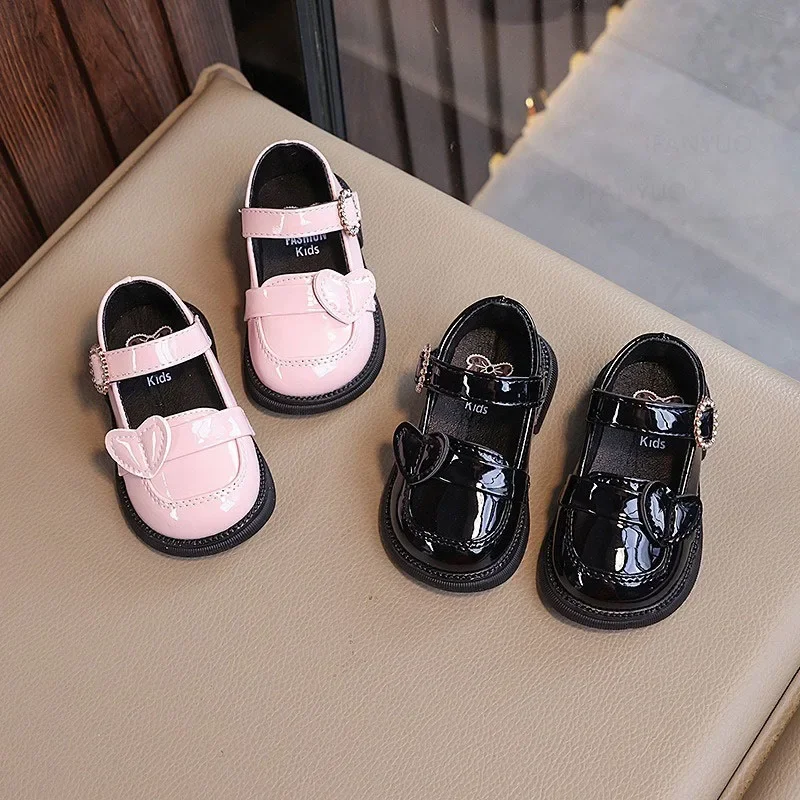 Crystal Girls Flats Shoes Kids Leather Shoes Baby Toddler Anti-Slippery Casual Footwear Child Single Infant First Walkers baby shoes soft sole shoes