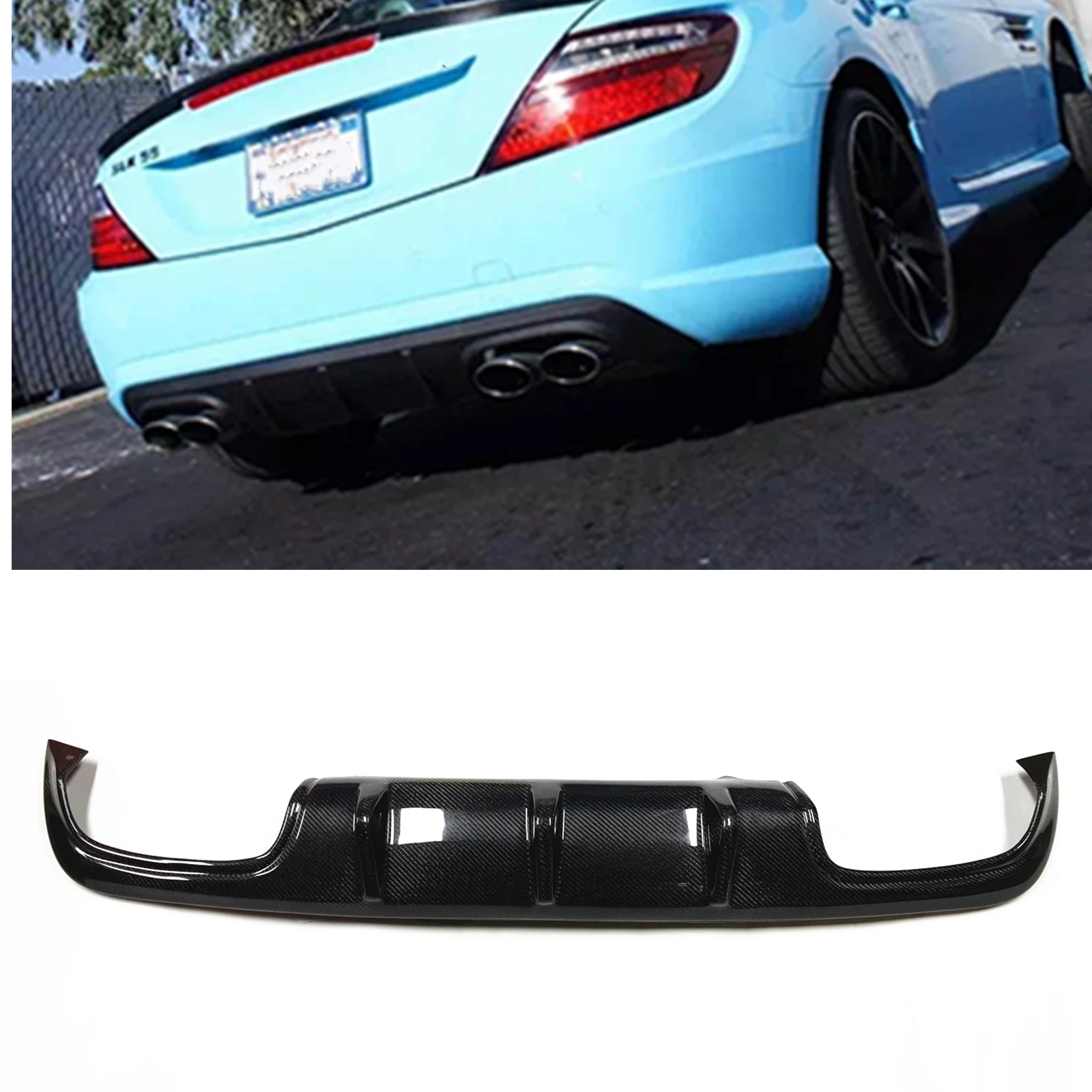 Rear Bumper Diffuser Lip For Mercedes Benz R172 SLK 2011 2014 Real