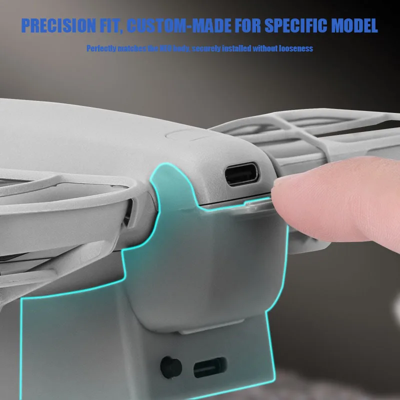 Trépied Lumière LED pour DJI NEO rechargé via câble USB, avec indicateur lumineux.
