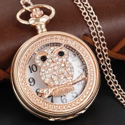Luxury Gold Diamond Emerald Gem Pocket Watch Necklace Pendant Clock - Elegant Fashion Gift (WHITE)