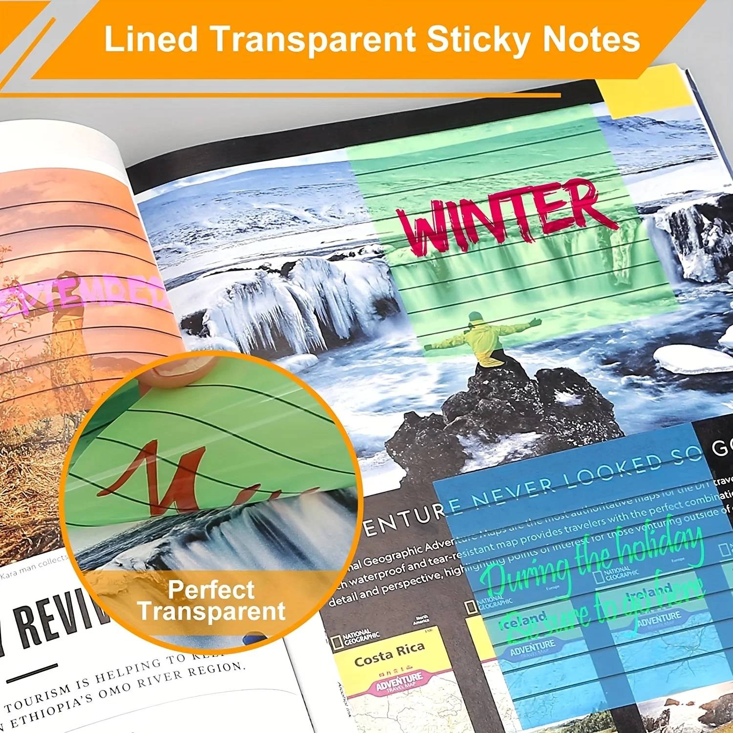 300 Sheets Lined Transparent Sticky Notes, 3x3 Inch 6 Colorful Tabs With Line For Office College School Classroom Supplies 5