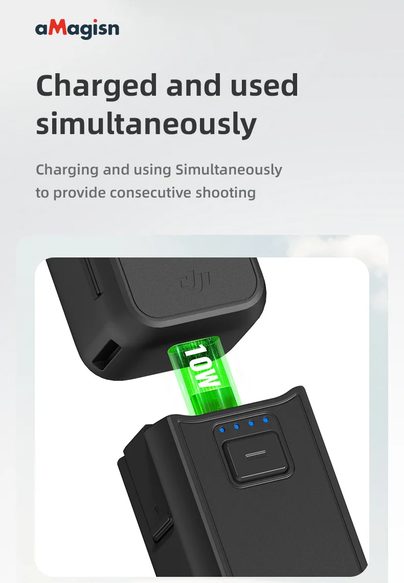 Description Picture 6 of itemaMagisn 4500mAh Battery Handle for DJI Osmo Pocket 3 Camera Charger Handheld Power Bank Charging Secure Type-C Interface