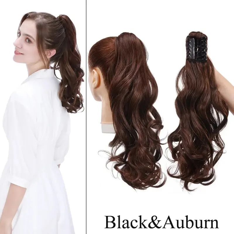 S43ae473acf50425cb89ebf31c9c21127i 24inch Synthetic Multicolor Horsetail Extensions Very Long And Fluffy Wavy Heat Resistant For Women Curling Pieces Mallzona