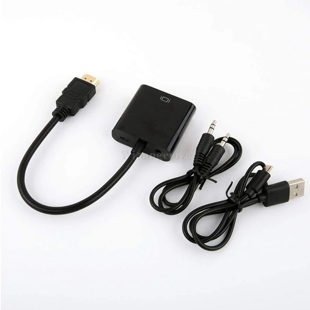 

1080P HDMI-совместимый конвертер для VGA кабеля с аудио источником питания HDMI штекер для VGA гнездовой конвертер адаптер для ноутбука тв