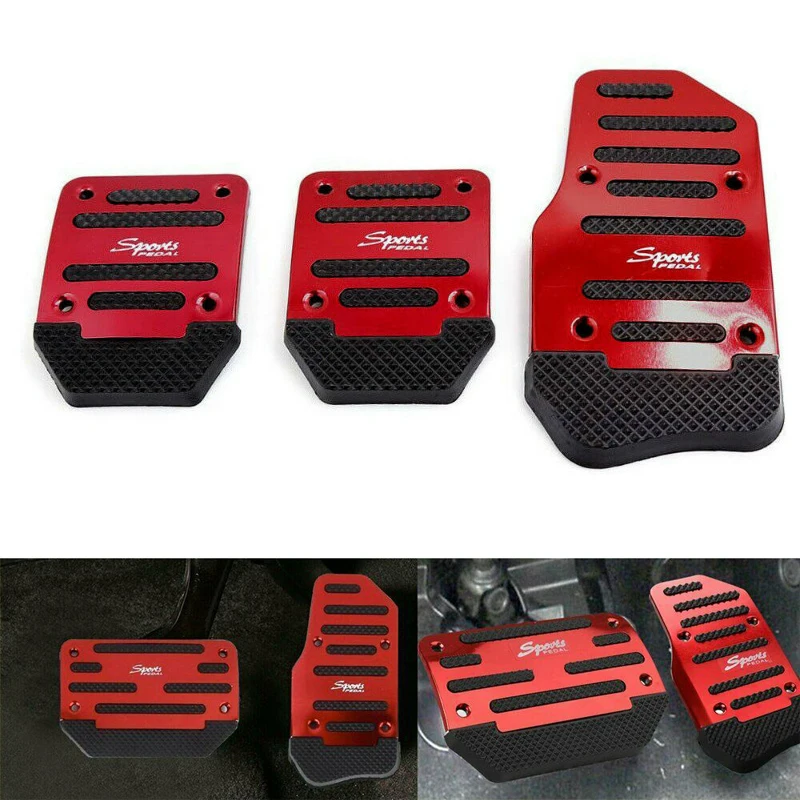 3Pcs universal racing manual non-slip foot pedal pad cover aluminum automatic gear brake accelerator car interior accessories car accessories car pedals pedal cover