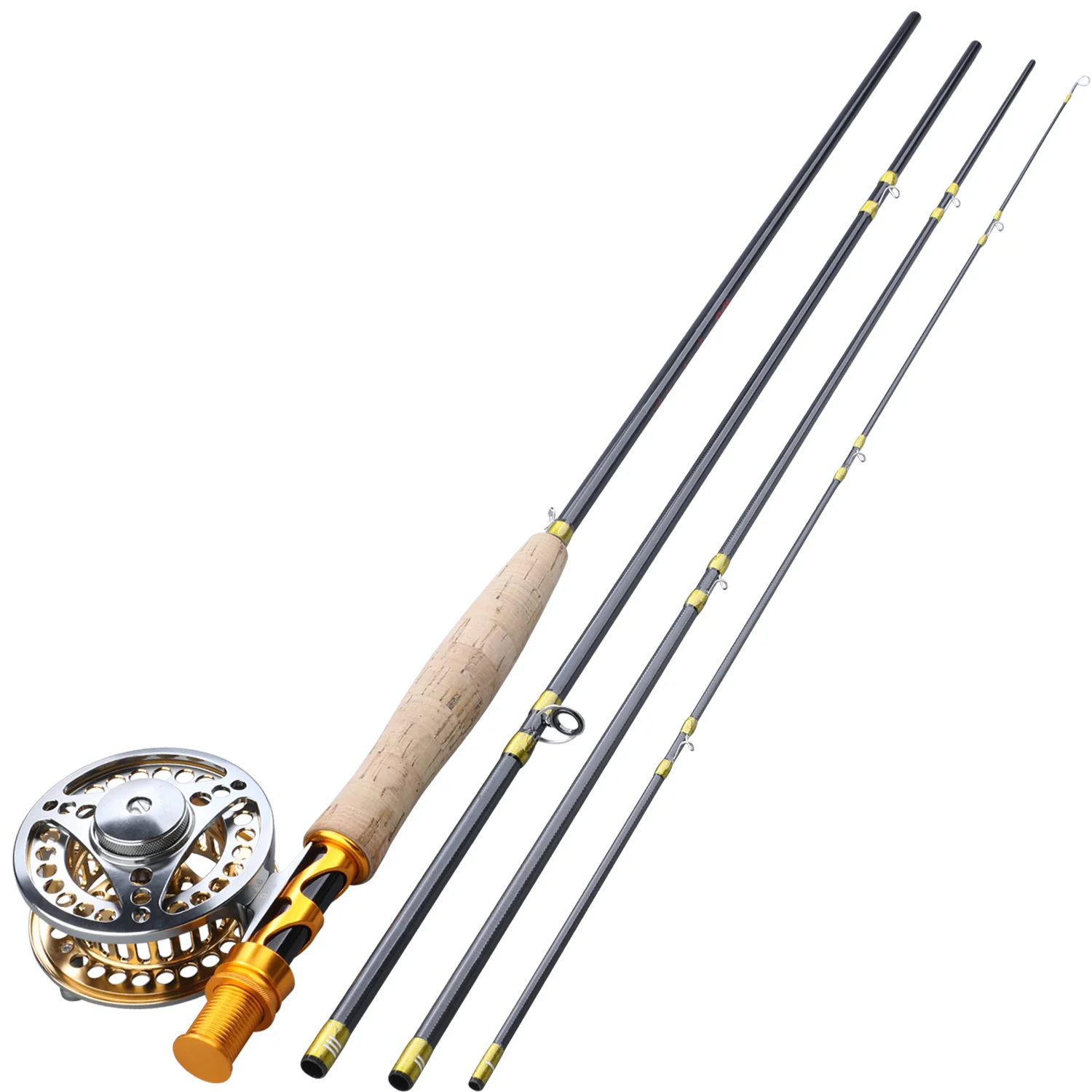 Sougayialng 2.7M #5/6 Fly Fishing Rod Combo Carbon Fiber Ultralight Weight  Fly Fishing Rod and Fly Reel Gold/green Combo Pesca