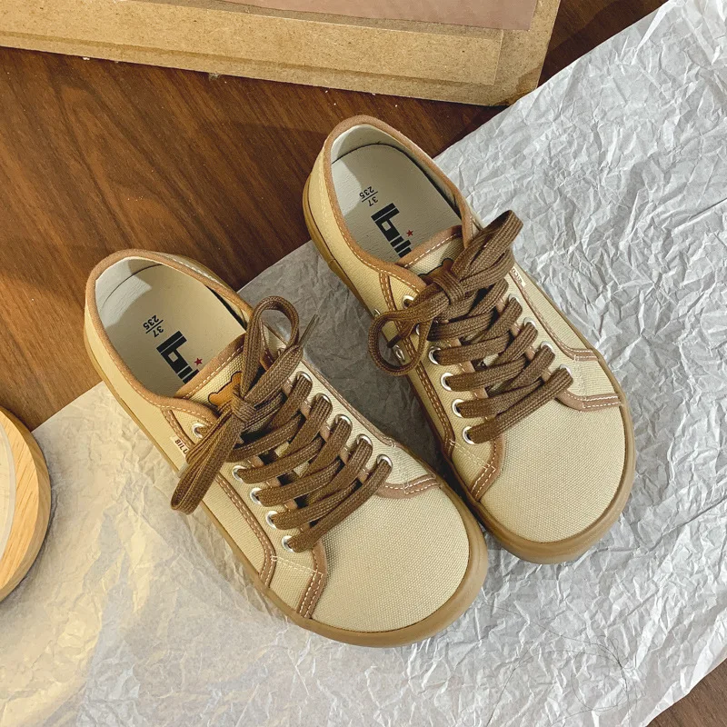 Designer Canvas Shoes Women Low Top Sneakers Wide Toe Lace Up Trainers Shoes 2024 Girls Red Blue Sneakers Girls Tenis Plimsolls