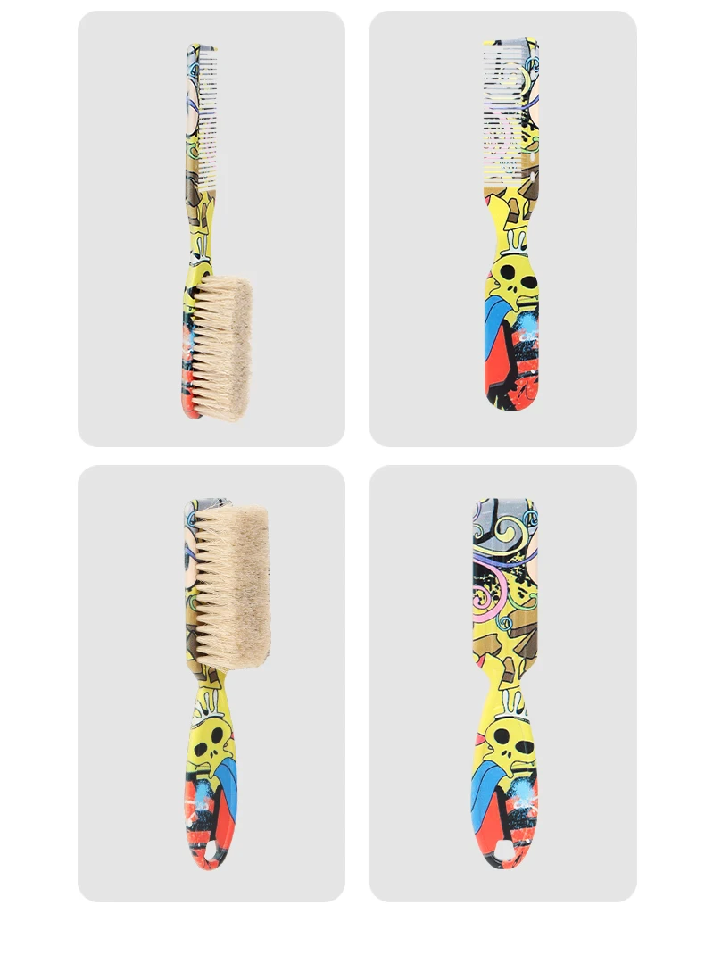 2-in-1 Professionelle Bart Pinsel Schnurrbart Salon Reinigung Haar Trimmen Werkzeuge Öl Kopf Form Carving Rasieren doppelseitige Kamm – Detail 9