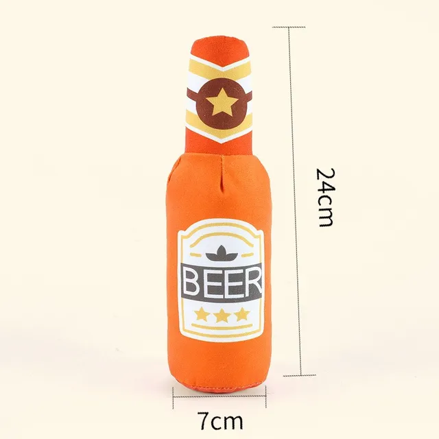 Funny Plush Dog Toys Beer Bottle Shaped Small Large Dogs Squeak Sound Clean Teeth Chew Toy Pets Interactive Playing Supplies 6