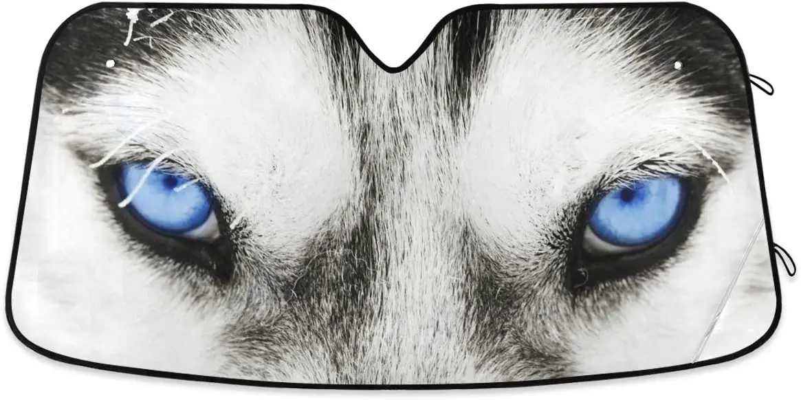 

Wolf or Husky Dog Blue Eye Print Car Windshield Sunshade Blocking UV Sun Visor Folding Sunshade Foldable Car Sun Umbrella