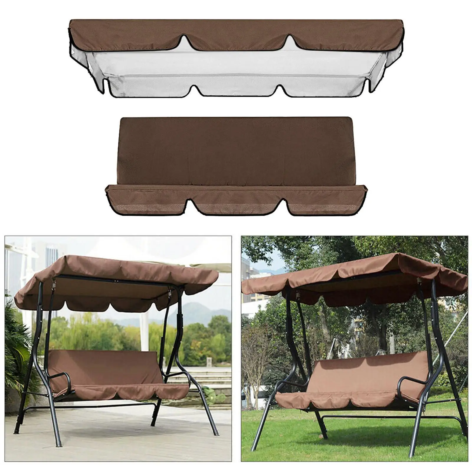 Outdoor Awnings 2pcs/set Waterproof Swing Canopy Awning Kit Outdoor Garden Swing Chair Cover Block Uv Rays Playground Chair Top Cover