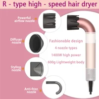 Hair dryer, 1400W high power, quick drying, lightweight body, low noise, comes with multiple types of air nozzles.