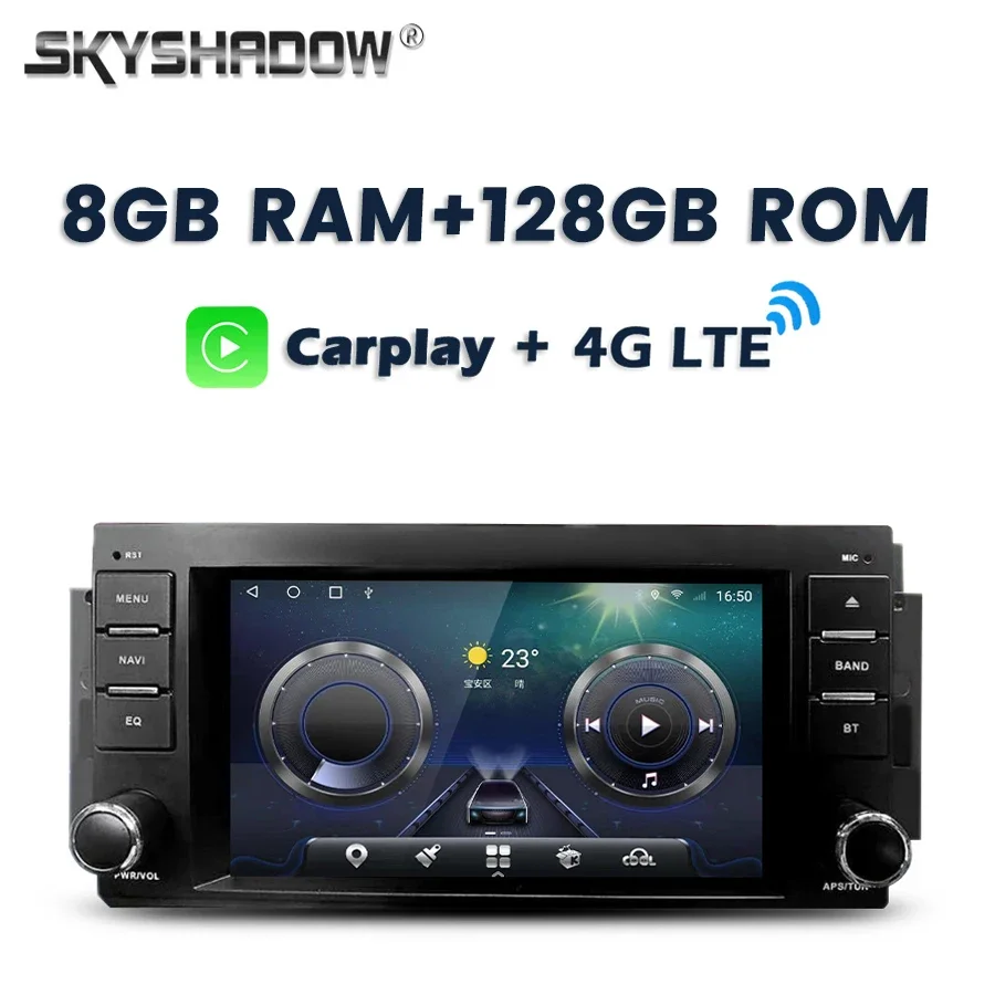 8G + 128G Carplay Android 13.0 Car Player Gps Wifi Bluetooth Radio Per Jeep Compass Commander Wrangler Chrysler Sebring Durango