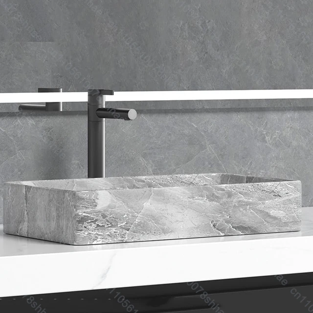 อ่างล้างหน้าเซรามิกดีไซน์หรูทันสมัยสำหรับห้องน้ำ อ่างล้างหน้าแบบวางบนเคาน์เตอร์พร้อมอุปกรณ์ระบายน้ำ 6