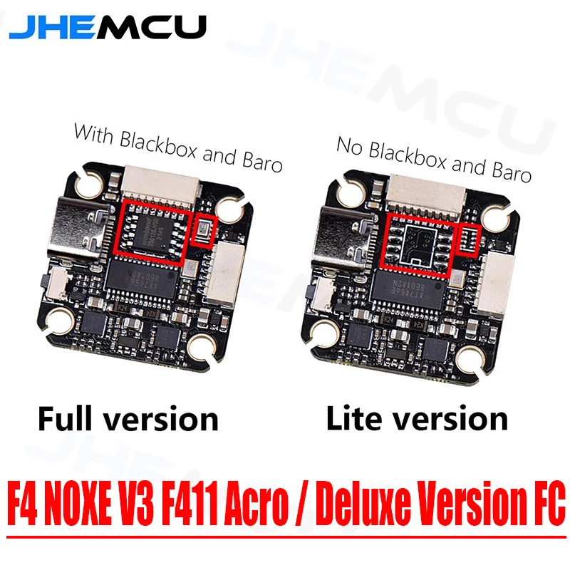 

JHEMCU F4 NOXE V3 F411 Acro / Deluxe Version Flight Controller 5V 10V BEC OSD Baro BlackBox 2-6S 20X20mm for RC FPV Racing Drone