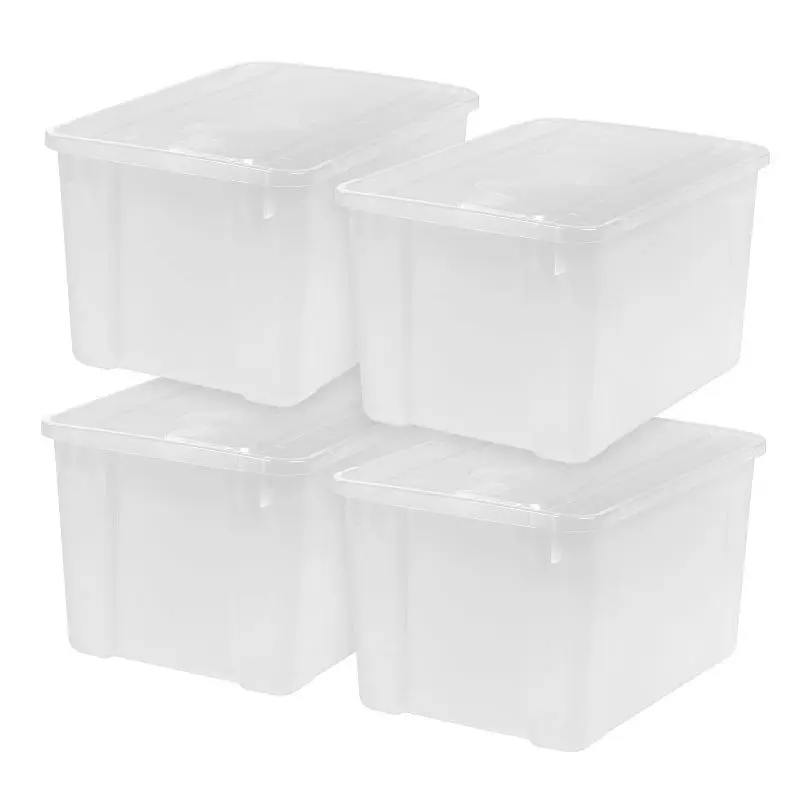 

4pk 50qt Plastic Storage Totes with Wing Lid