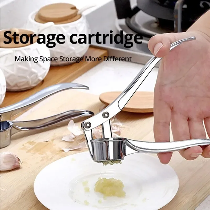 Garlic Masher 1pc Silvery Stainless Steel Kitchen Vegetable Cooking Extruder Manual Ginger Grinder Tool