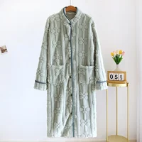 Autumn and Winter 2026 New Women's Nightgown Flannel Sweet and cute Bathrobe Women's Nightdress Stand collar Button Home Dress - Image 4