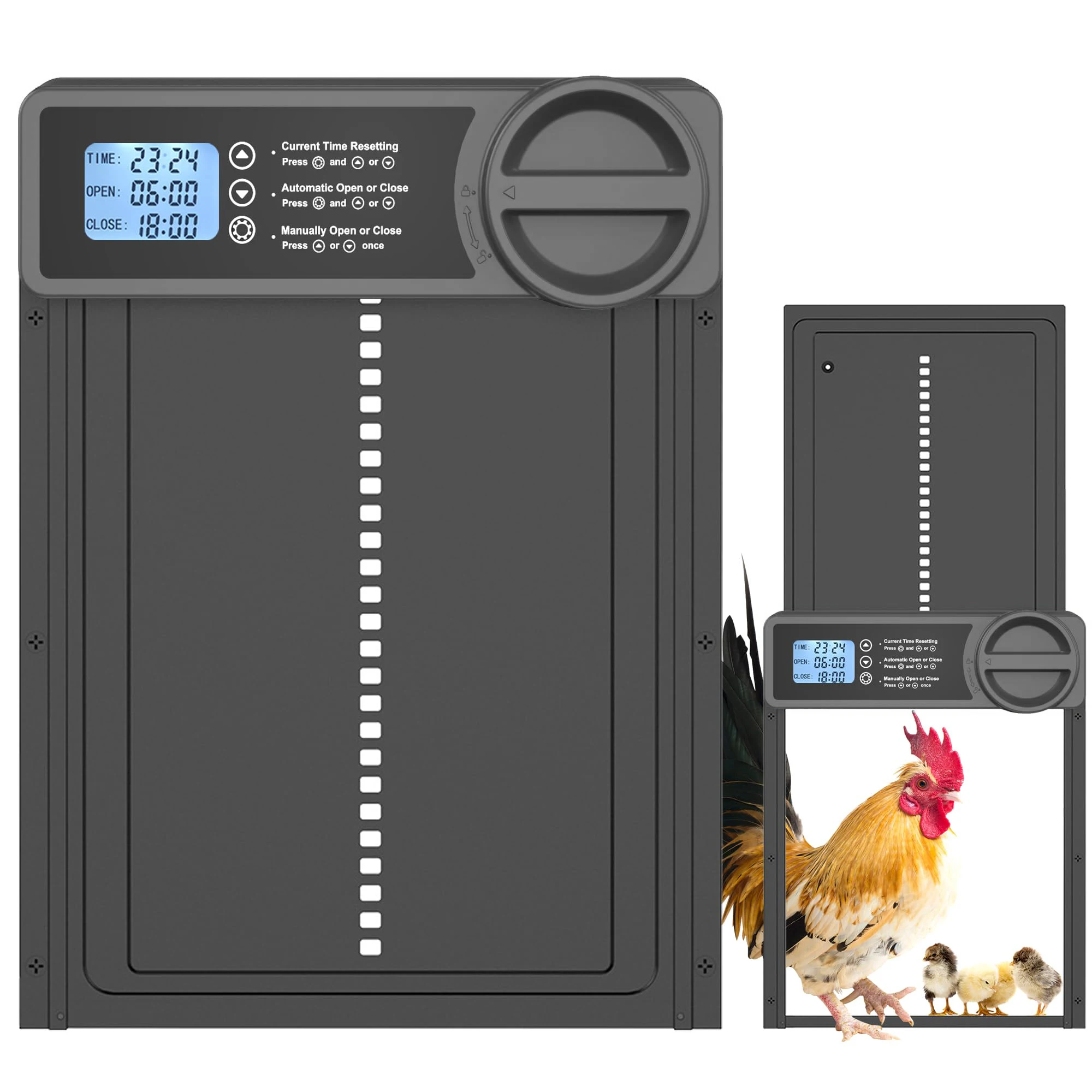 Automatic Chicken Coop Door Aluminum Chicken Door Opener Timer Controlled Open/Close Coop Anti-Pinch Function chicken coop door chicken coop door opener