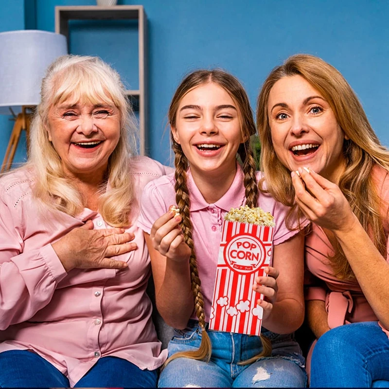 10/50Pcs Popcorn Bags Packaging Bucket Snack Treats Container Wedding Birthday Party Movie Night Supplies Carnival Food Bag Box