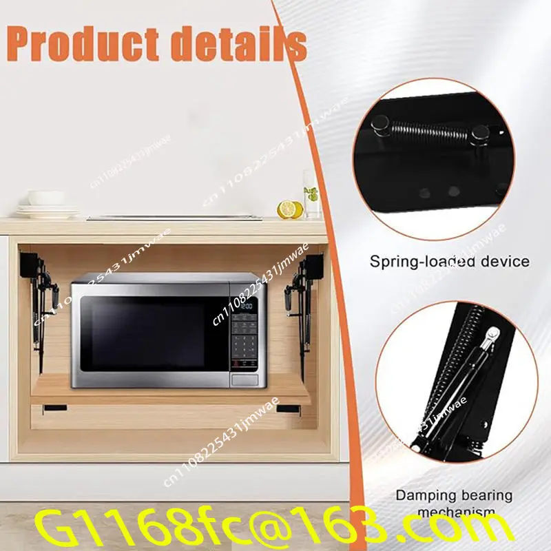 New Hidden Kitchen Lifting Cabinet System - Spring Rack Automatic Mechanical Telescopic Lift Shelf for Mixer Storage