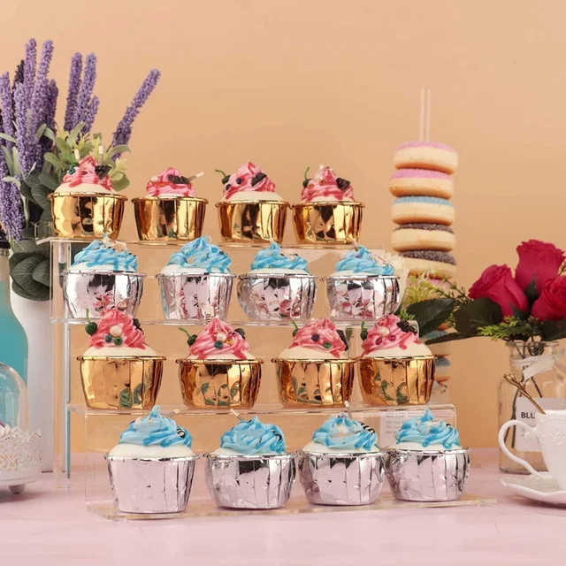 Rialzi In Acrilico Trasparente Per Vetrine - 2 Set Con 3 Misure, Per Gioielli, Cupcake E Decorazioni - Foto 2