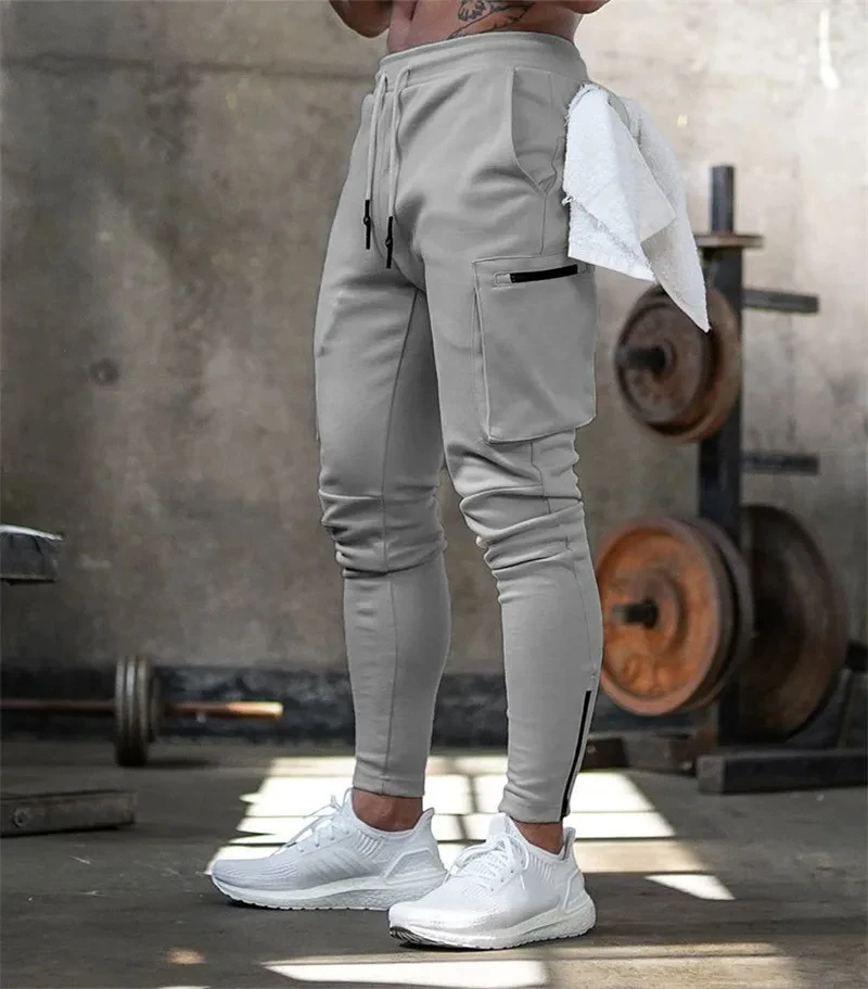 Sweatpants Men's Gym Fitness New Pants Men's Running Jogging Training Tight Sports Cargo Pants Pocket Decoration 4