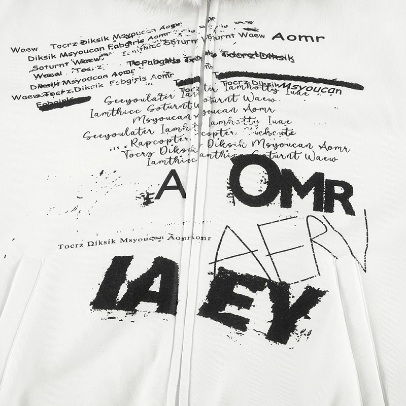 Sudadera con capucha con estampado de letras Y2k para mujer, cuello falso, ropa de moda para otoño e invierno, abrigo de estilo coreano